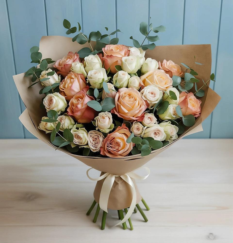 Букет цветов из: Альстромерии и Розы в Товарково Тульская область 