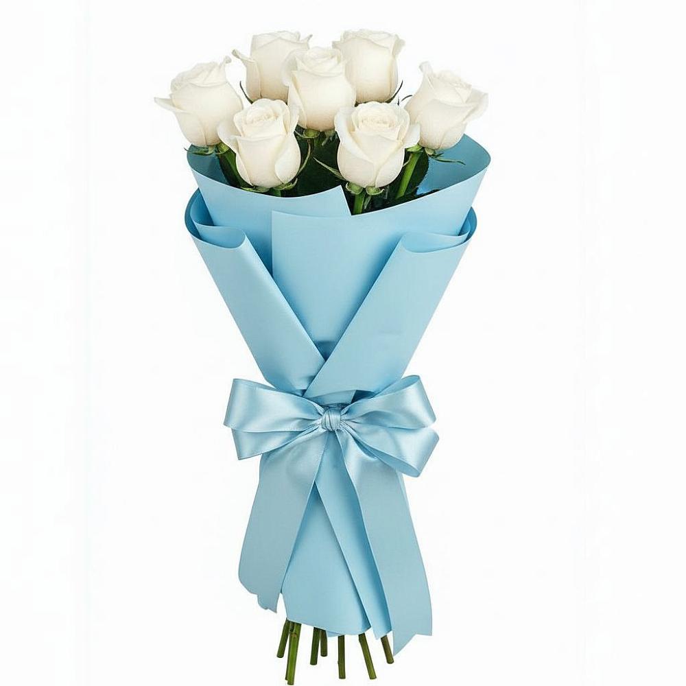 Букет 7 белых роз Проуд в Товарково Тульская область 