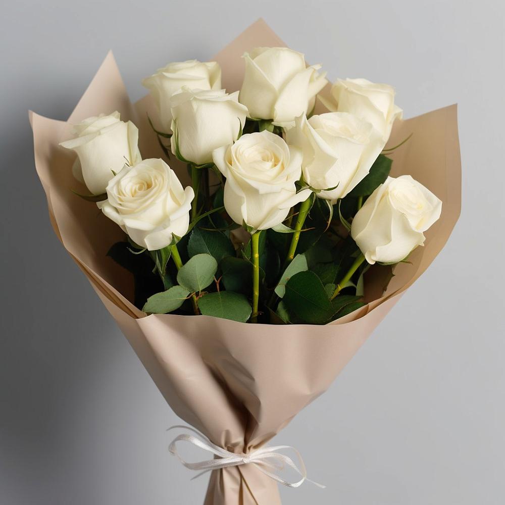Букет 9 Белых роз Эдлесс Лав в Товарково Тульская область 