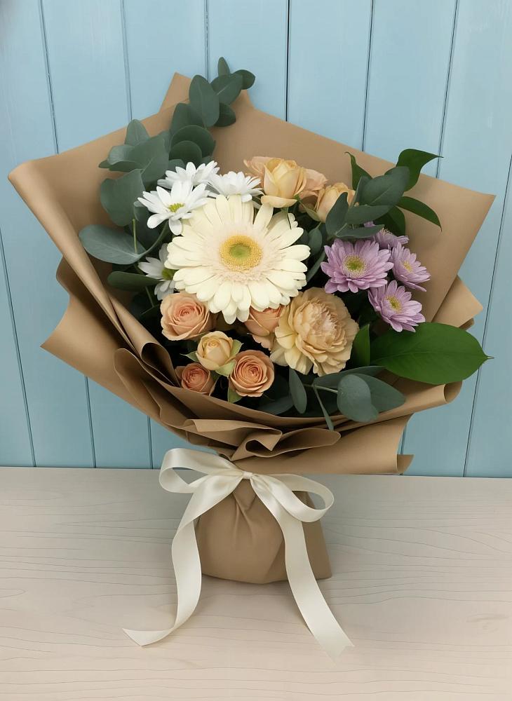 Букет цветов из: Герберы и Хризантемы в Товарково Тульская область 