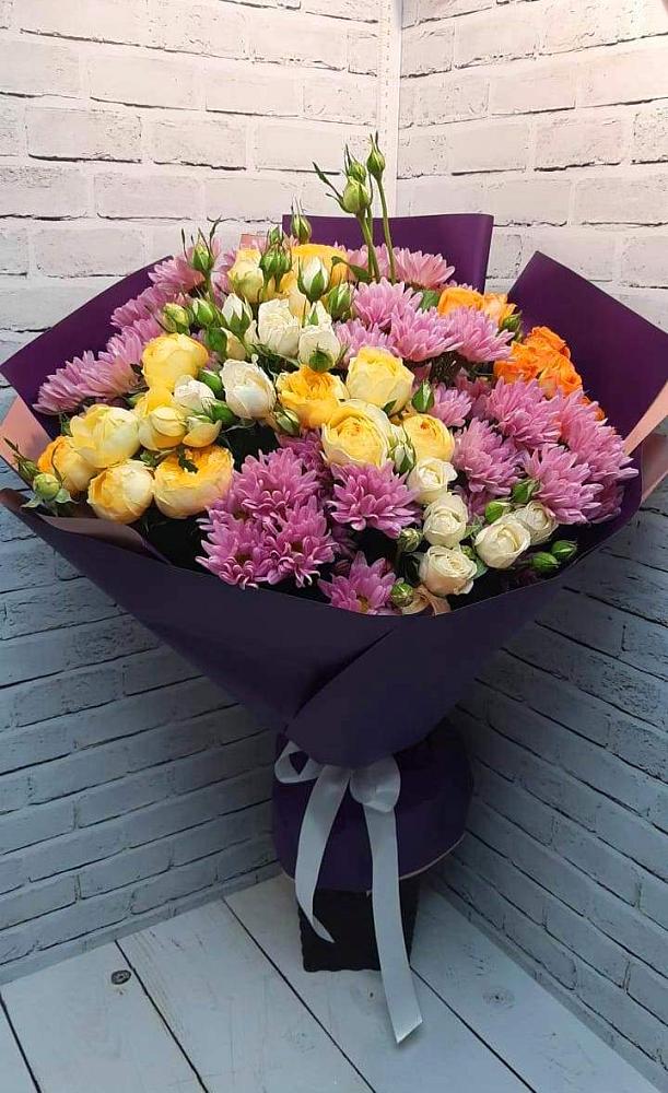 Букет цветов из: Хризантемы и Розы в Товарково Тульская область 