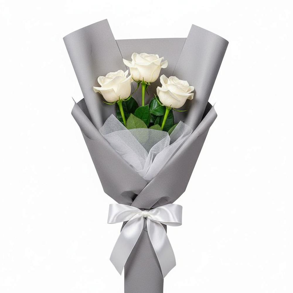 Букет 3 белые розы в Товарково Тульская область 