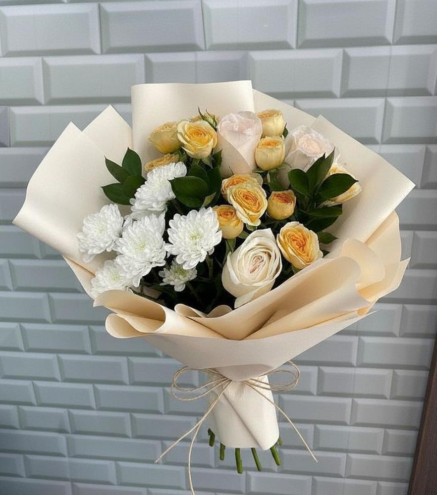 Букет цветов из: Розы и Хризантемы в Товарково Тульская область 