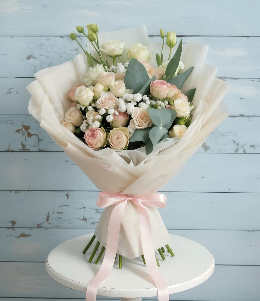 Букет цветов из: Розы и Лизиантусы в Товарково Тульская область 