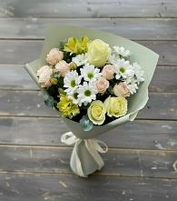 Букет цветов из:  Альстромерии, Розы и Хризантемы в Товарково Тульская область 