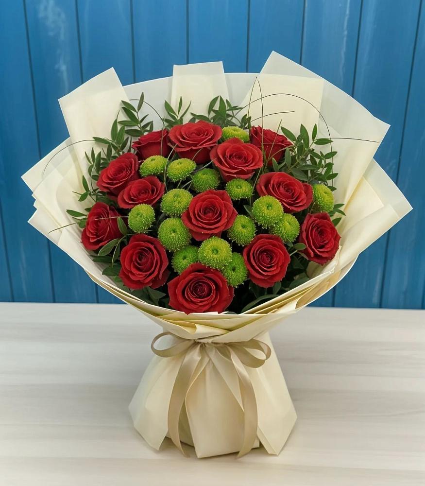 Букет цветов из: Розы и Хризантемы в Товарково Тульская область 