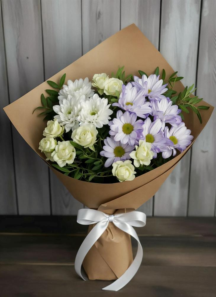 Букет цветов из: Хризантемы и Розы в Товарково Тульская область 