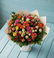 Букет Микс из разноцветных кустовых роз в Товарково Тульская область 